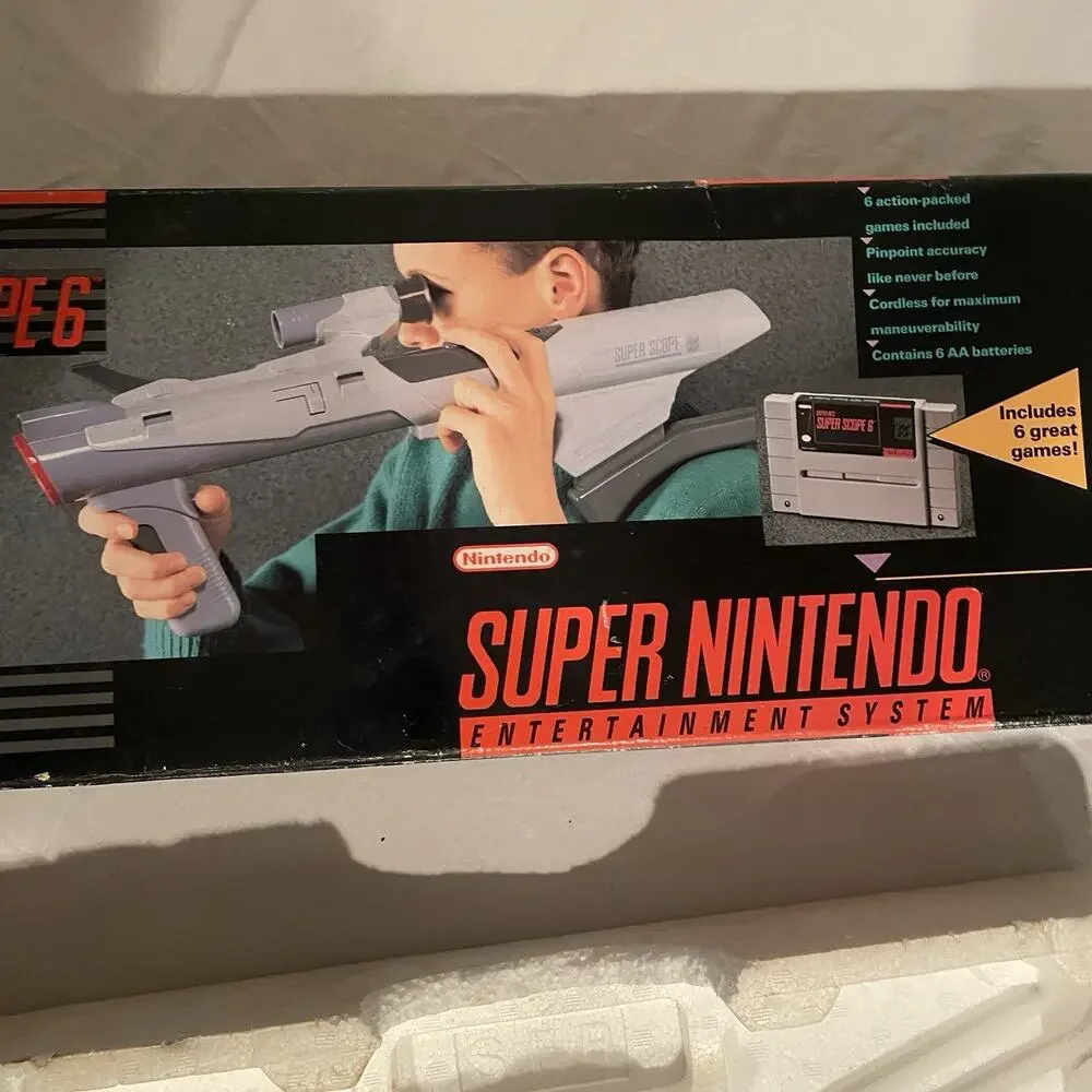Super NES Super Scope 6 Original Box & Styrofoam (BOX ONLY - NO GUN/GAME)